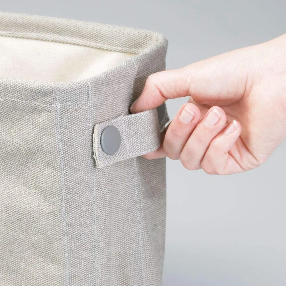 mDesign Soft Cotton Fabric Closet Storage Organizer Bin Basket Storage Organizer for Bathroom - Coated Interior, Attached Handles - Use on Vanity, Cabinet, Shelf, Countertop, Tall, 4 Pack - Light Gray