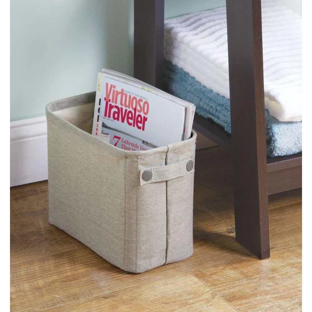 mDesign Soft Cotton Fabric Closet Storage Organizer Bin Basket Storage Organizer for Bathroom - Coated Interior, Attached Handles - Use on Vanity, Cabinet, Shelf, Countertop, Tall, 4 Pack - Light Gray