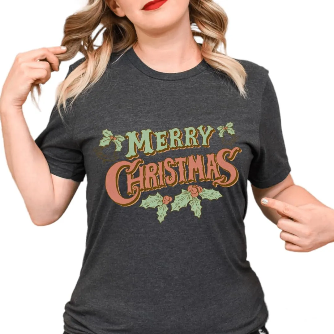 Merry Christmas Tshirt, Christmas Tee For Women,  Christmas T-Shirt For Teens, Cozy And Soft Tshirt