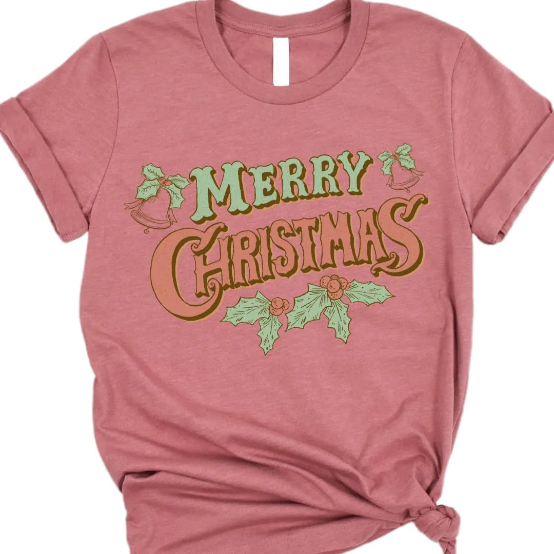 Merry Christmas Tshirt, Christmas Tee For Women,  Christmas T-Shirt For Teens, Cozy And Soft Tshirt