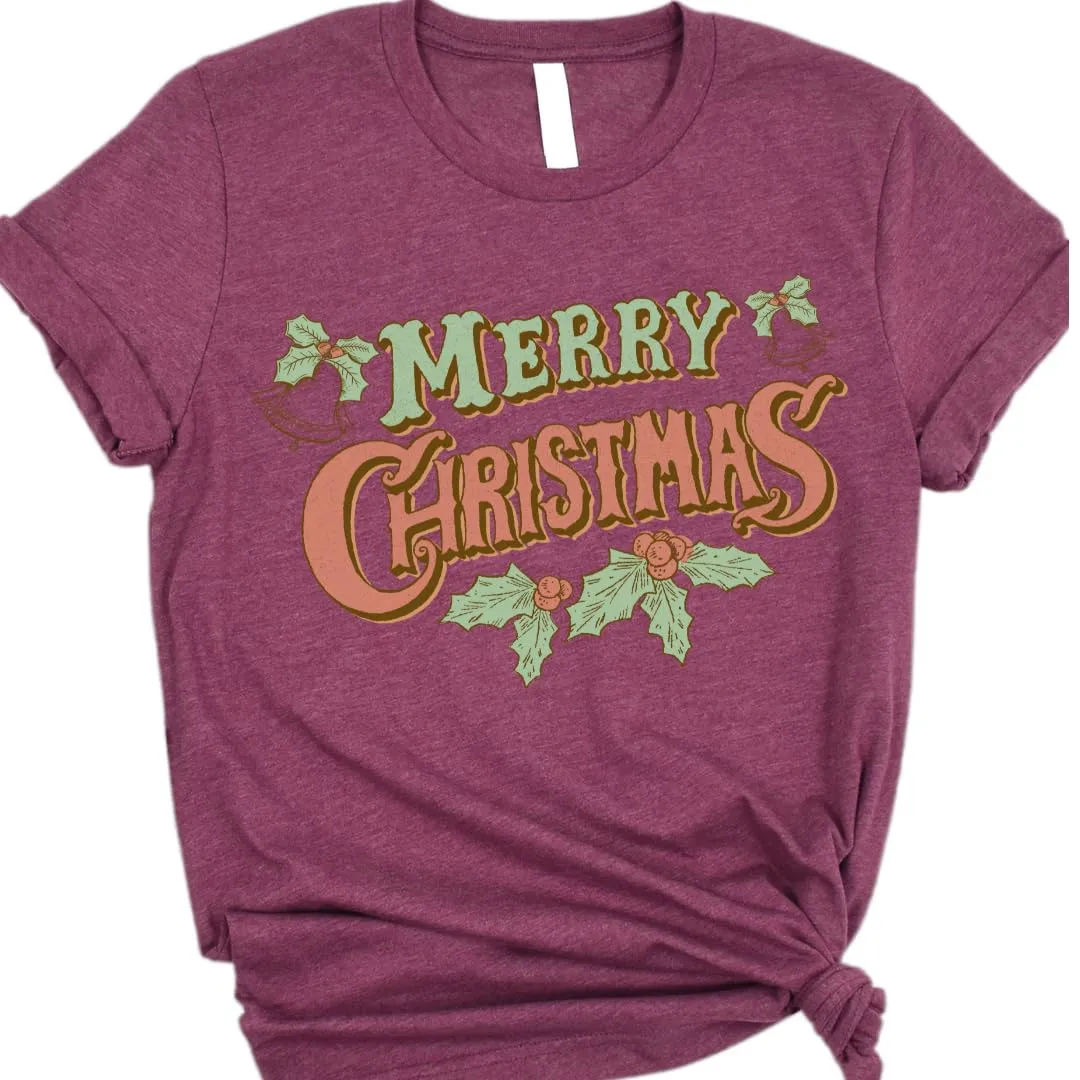 Merry Christmas Tshirt, Christmas Tee For Women,  Christmas T-Shirt For Teens, Cozy And Soft Tshirt
