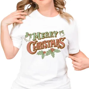 Merry Christmas Tshirt, Christmas Tee For Women,  Christmas T-Shirt For Teens, Cozy And Soft Tshirt