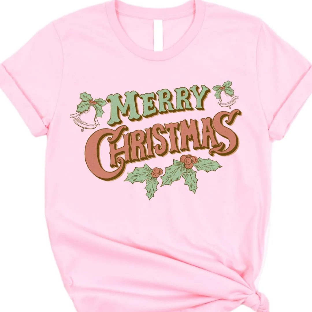 Merry Christmas Tshirt, Christmas Tee For Women,  Christmas T-Shirt For Teens, Cozy And Soft Tshirt
