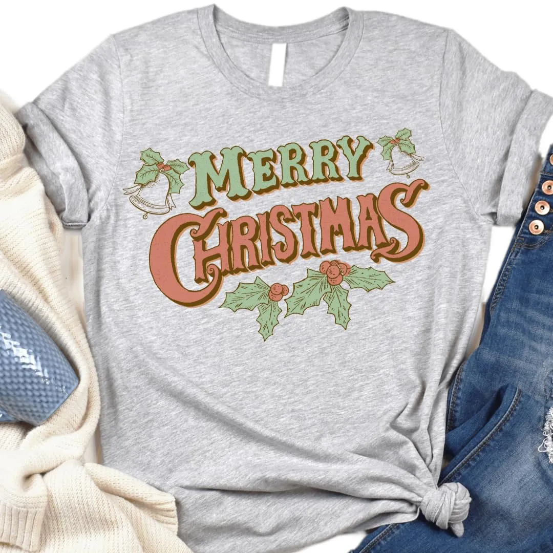 Merry Christmas Tshirt, Christmas Tee For Women,  Christmas T-Shirt For Teens, Cozy And Soft Tshirt