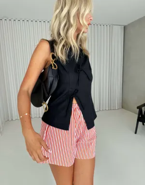 Nova Shorts - Cotton High Waist Relaxed Shorts - Stripes