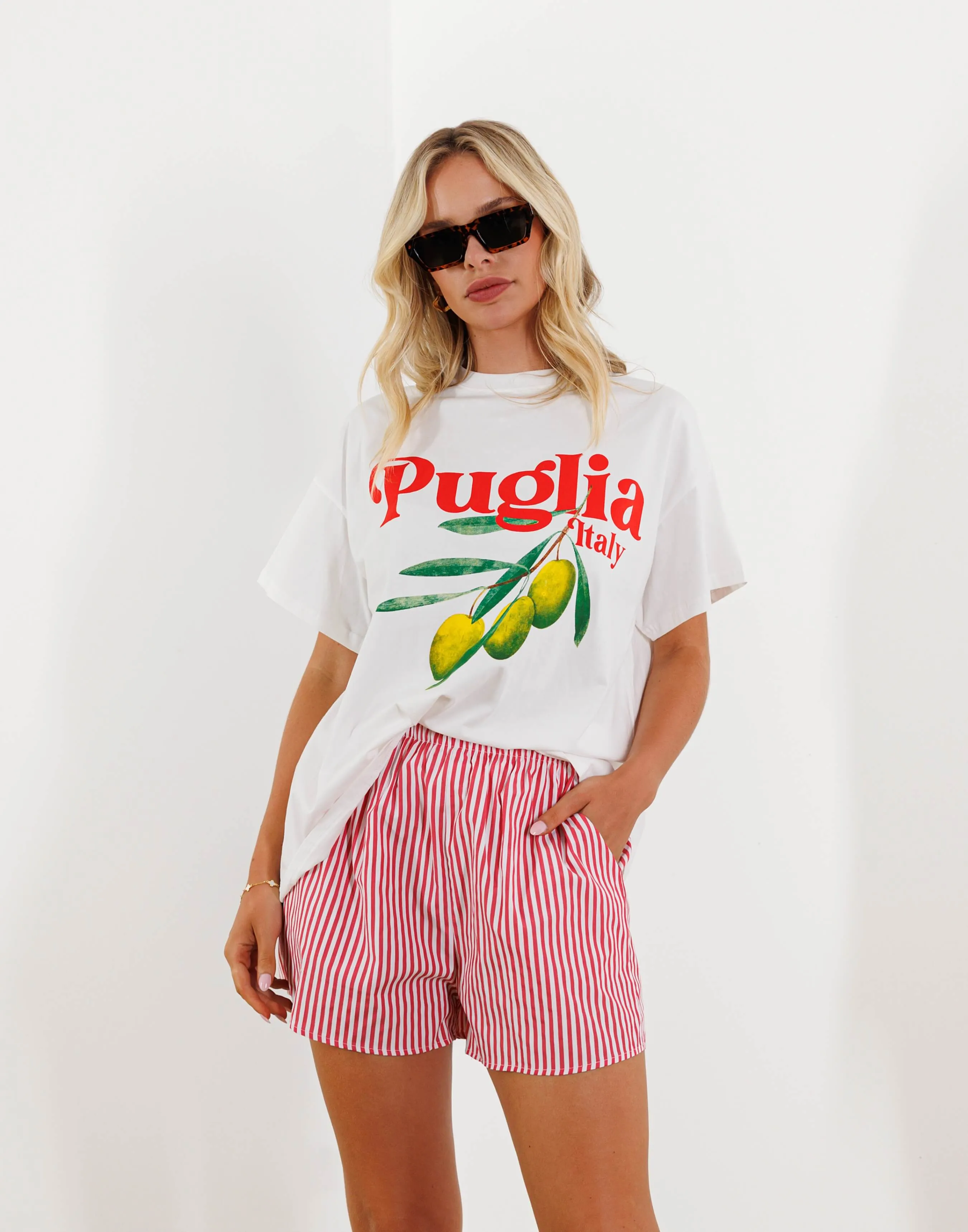 Nova Shorts - Cotton High Waist Relaxed Shorts - Stripes