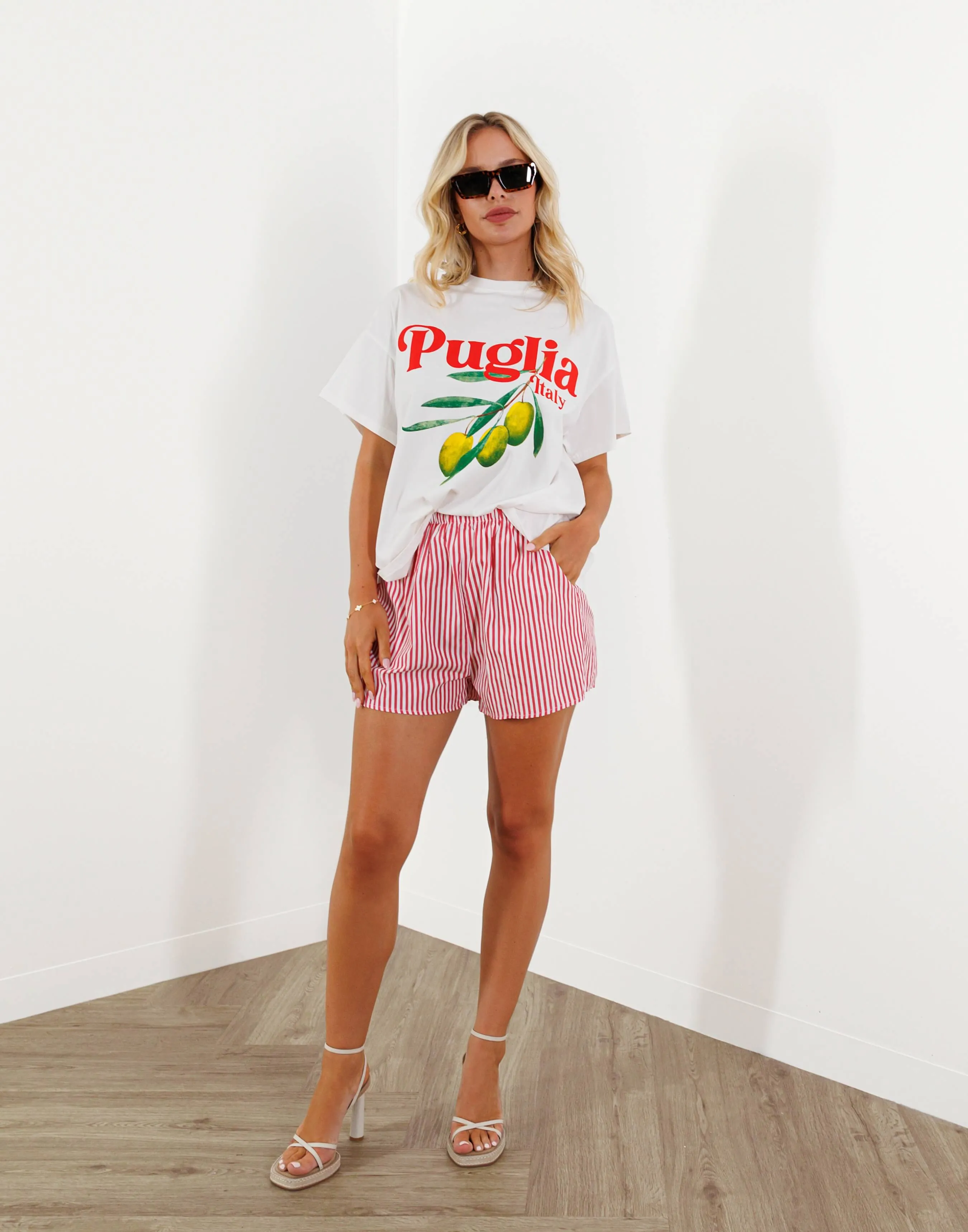 Nova Shorts - Cotton High Waist Relaxed Shorts - Stripes