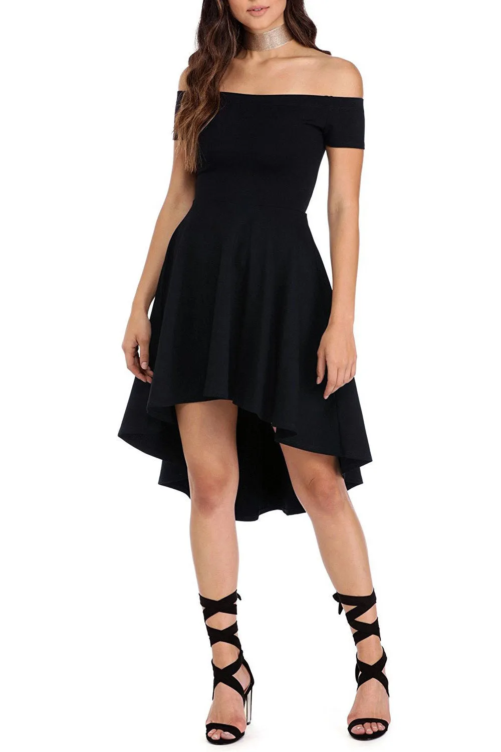 Off Shoulder Expansion Tail Short Dress