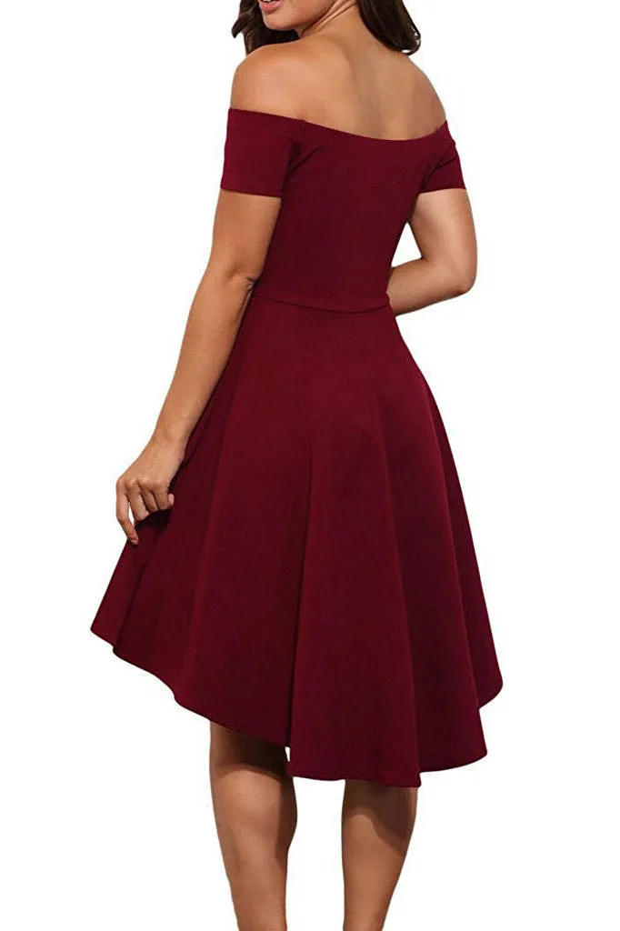 Off Shoulder Expansion Tail Short Dress