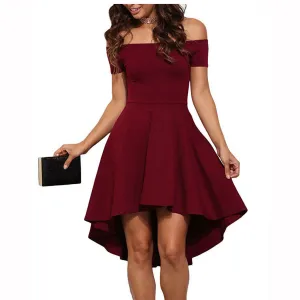 Off Shoulder Expansion Tail Short Dress