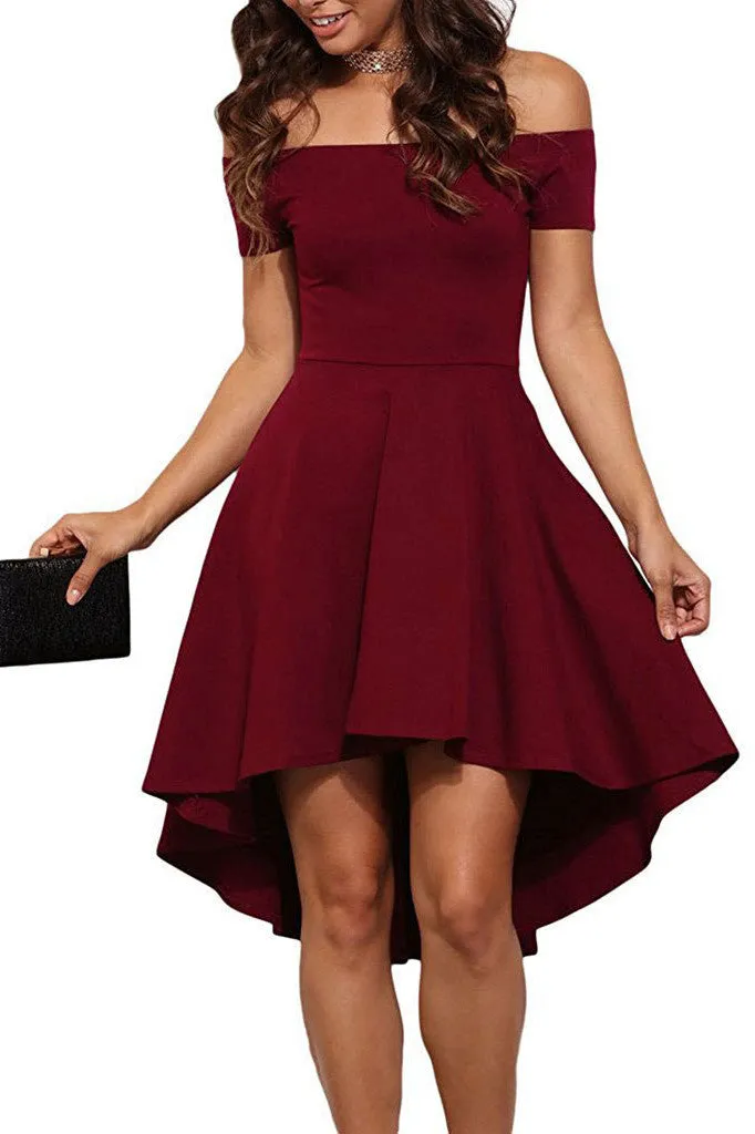 Off Shoulder Expansion Tail Short Dress