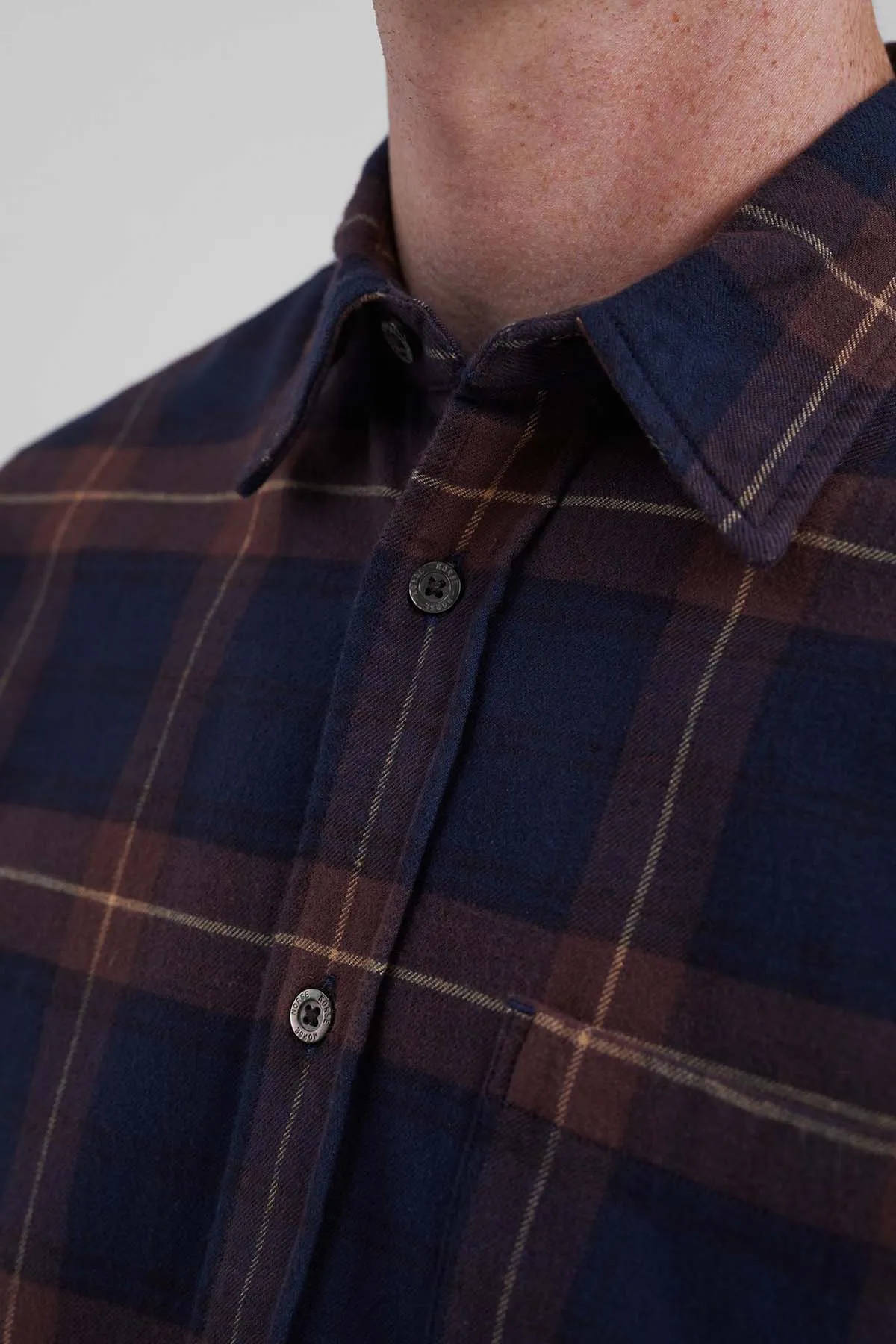 Osvald Organic Flannel Check Shirt - Wine Red