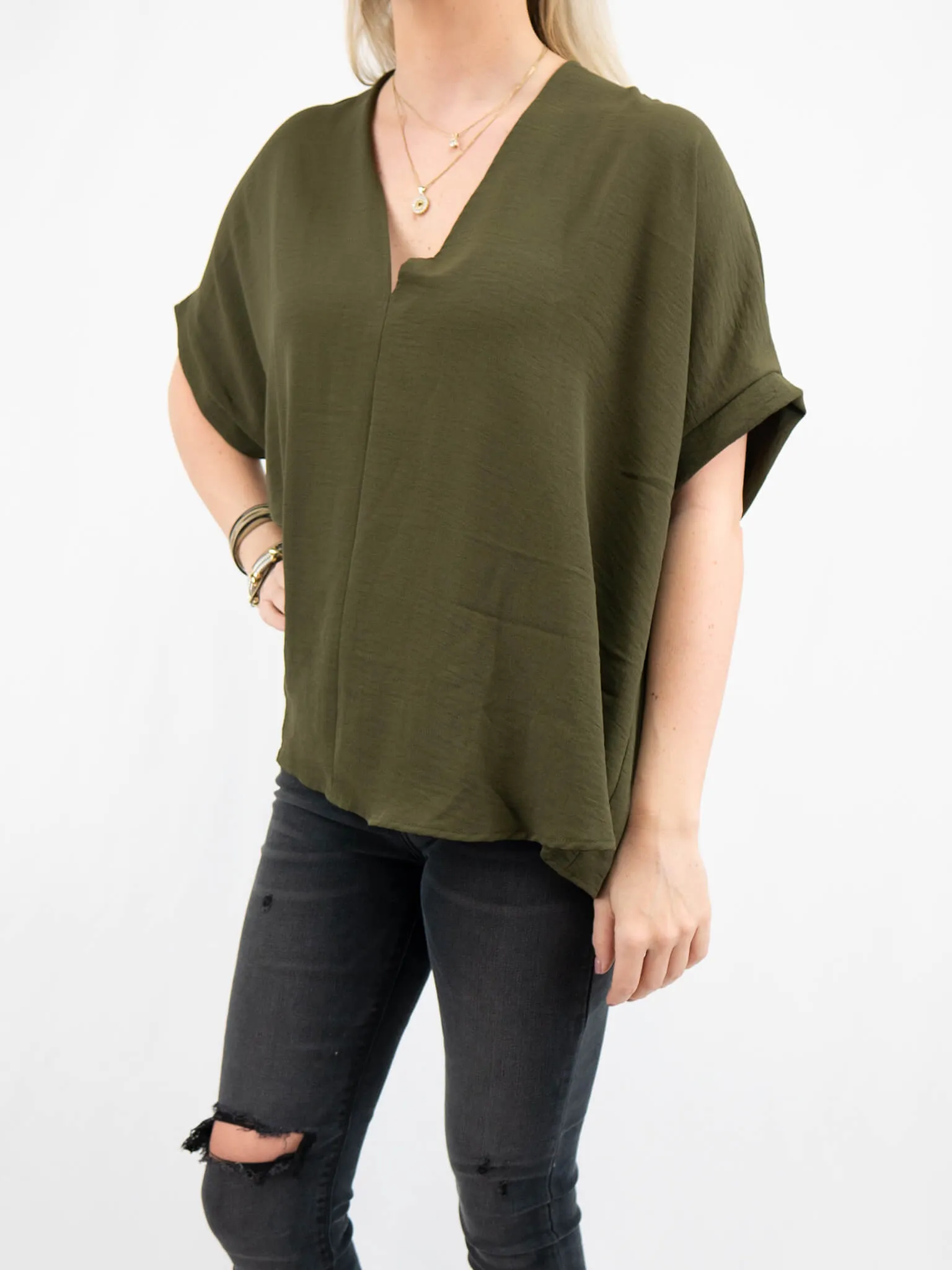 Oversized V Neck Blouse