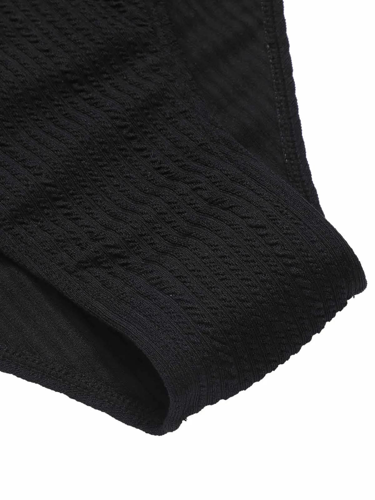 [Plus Size] Black 1960s Spaghetti Strap Twist Swimsuit