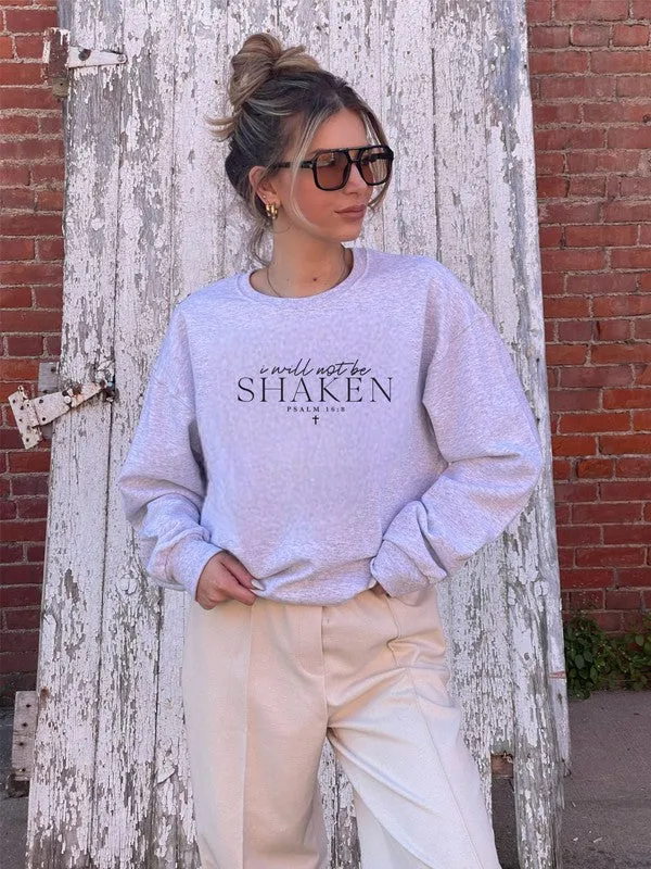 Plus Size-I Will Not Be Shaken PSALM Crewneck Sweatshirt