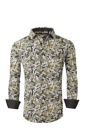 PREMIERE SHIRTS: GOLD/BLACK WHITE PAISLEY