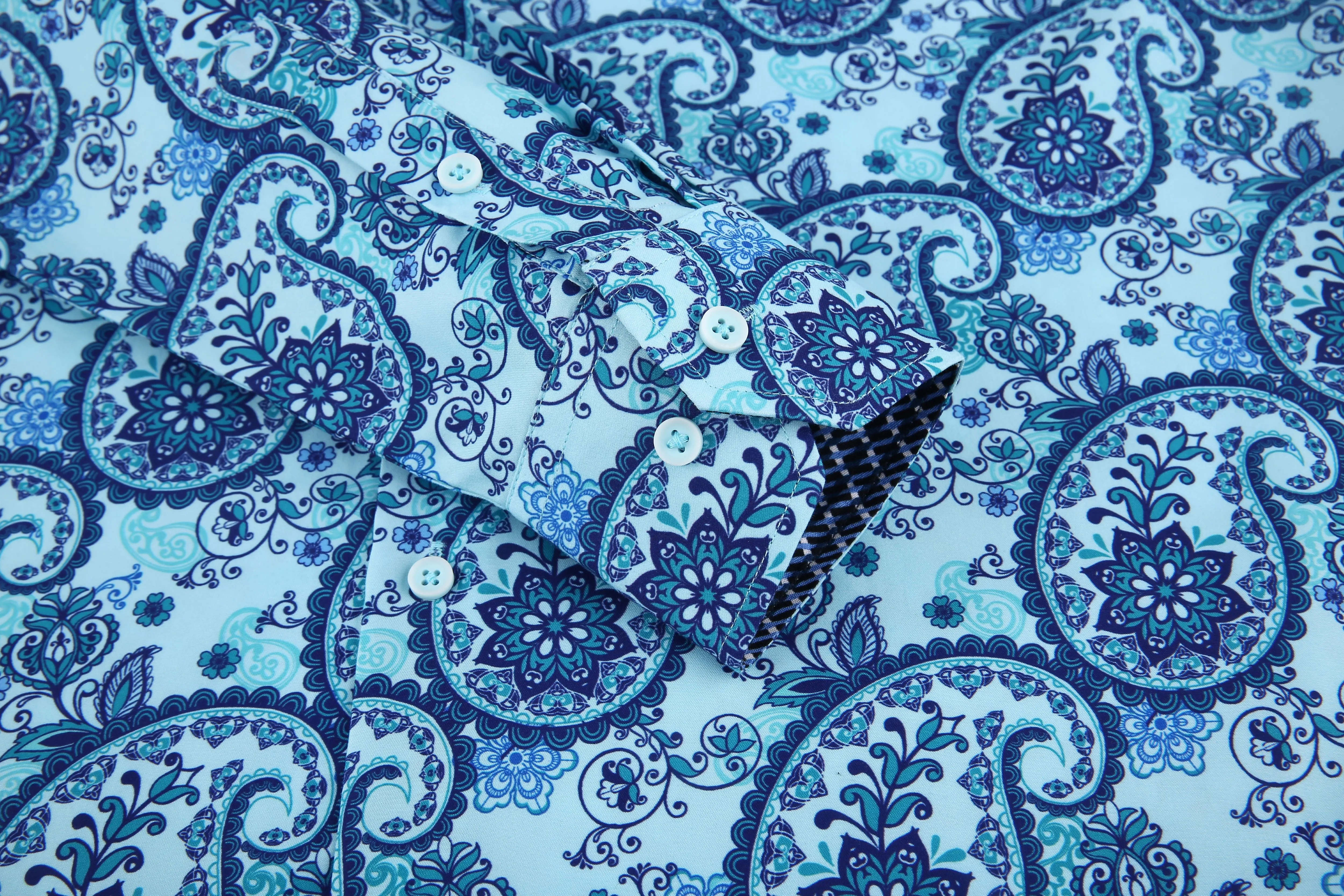 PREMIERE SHIRTS: TEAL BLUE PAISLEY