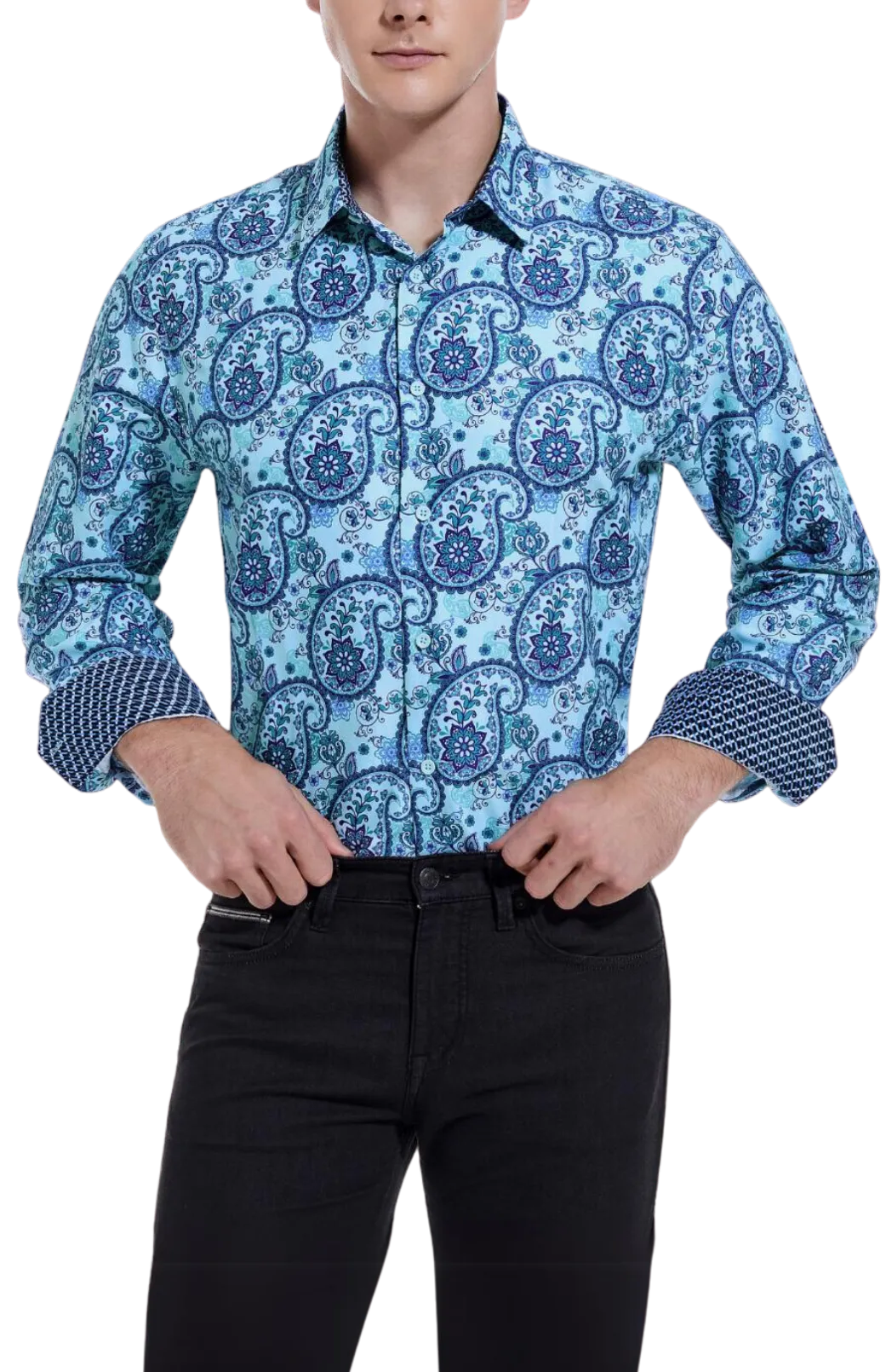 PREMIERE SHIRTS: TEAL BLUE PAISLEY