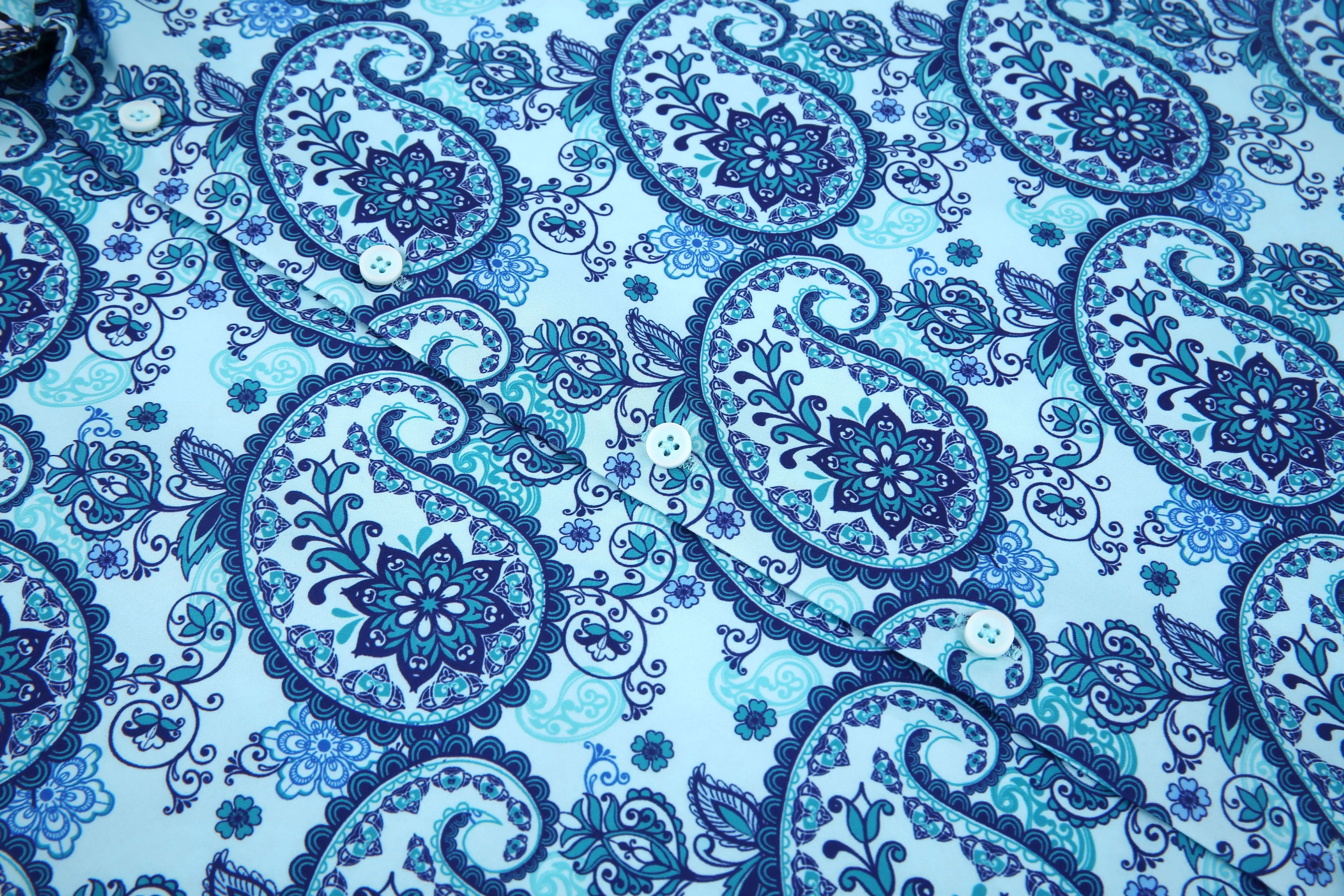 PREMIERE SHIRTS: TEAL BLUE PAISLEY
