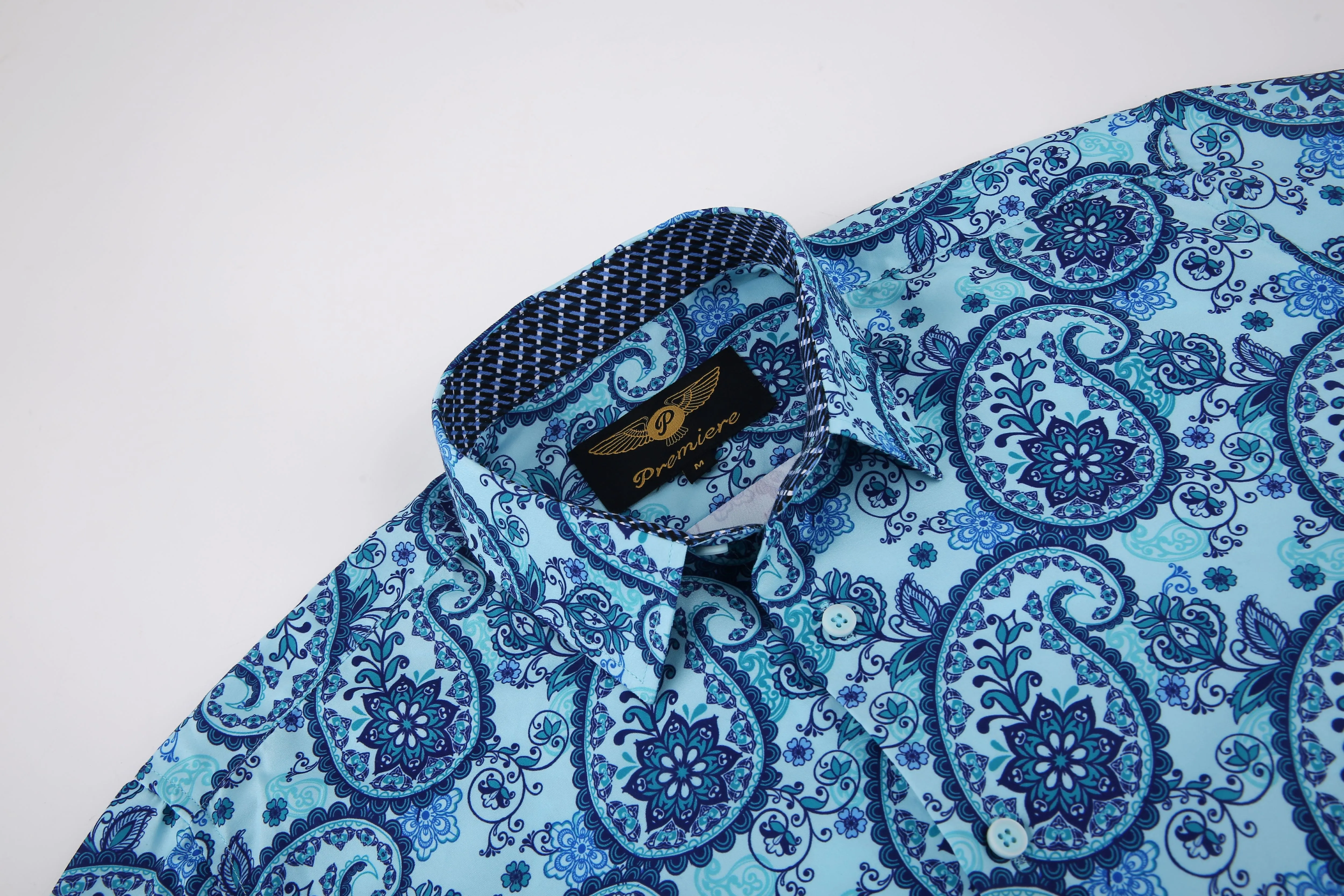 PREMIERE SHIRTS: TEAL BLUE PAISLEY