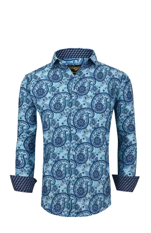 PREMIERE SHIRTS: TEAL BLUE PAISLEY
