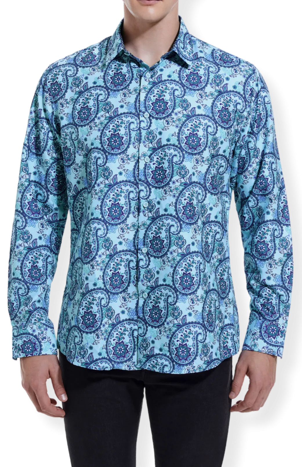 PREMIERE SHIRTS: TEAL BLUE PAISLEY