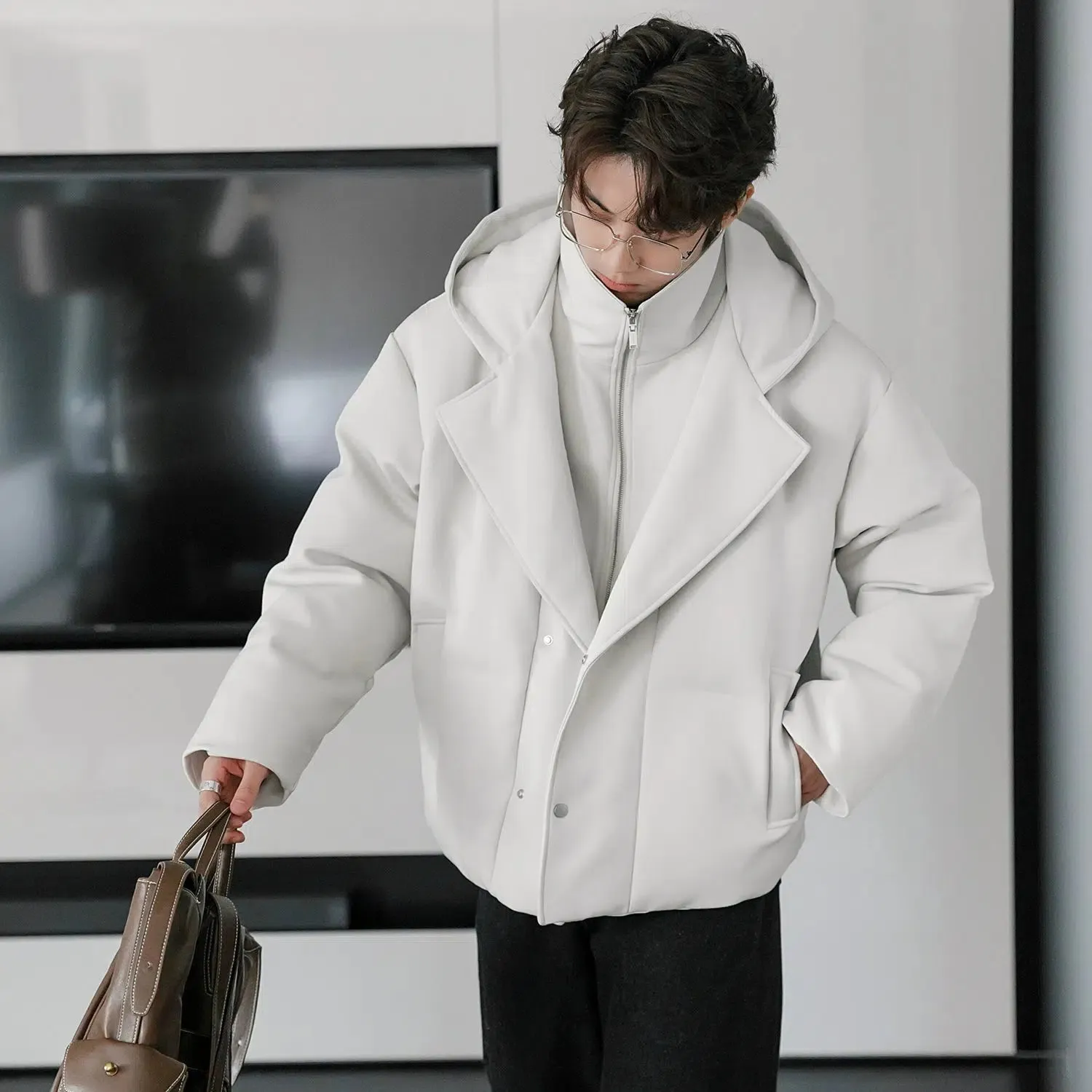 Stand Collar Hooded Two-piece Jacket