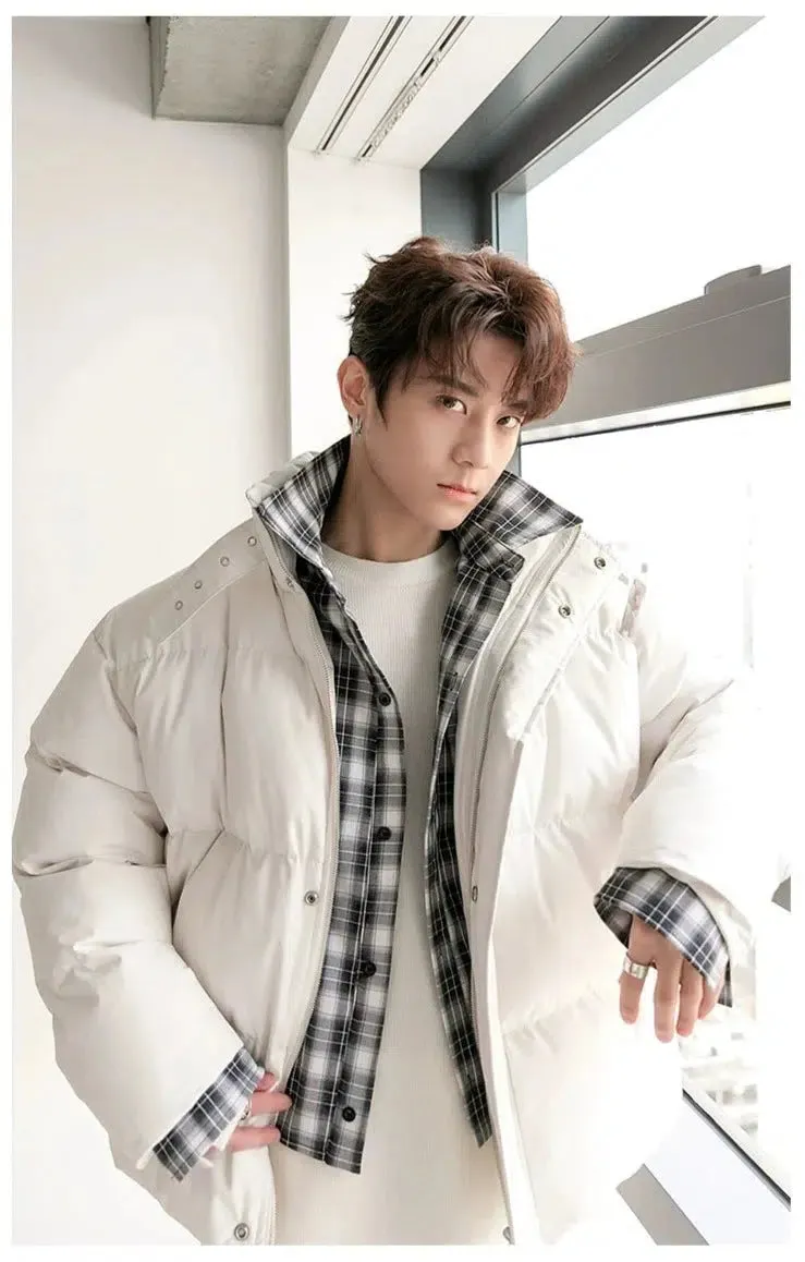 Thickened Two-piece Plaid Puffer Jacket