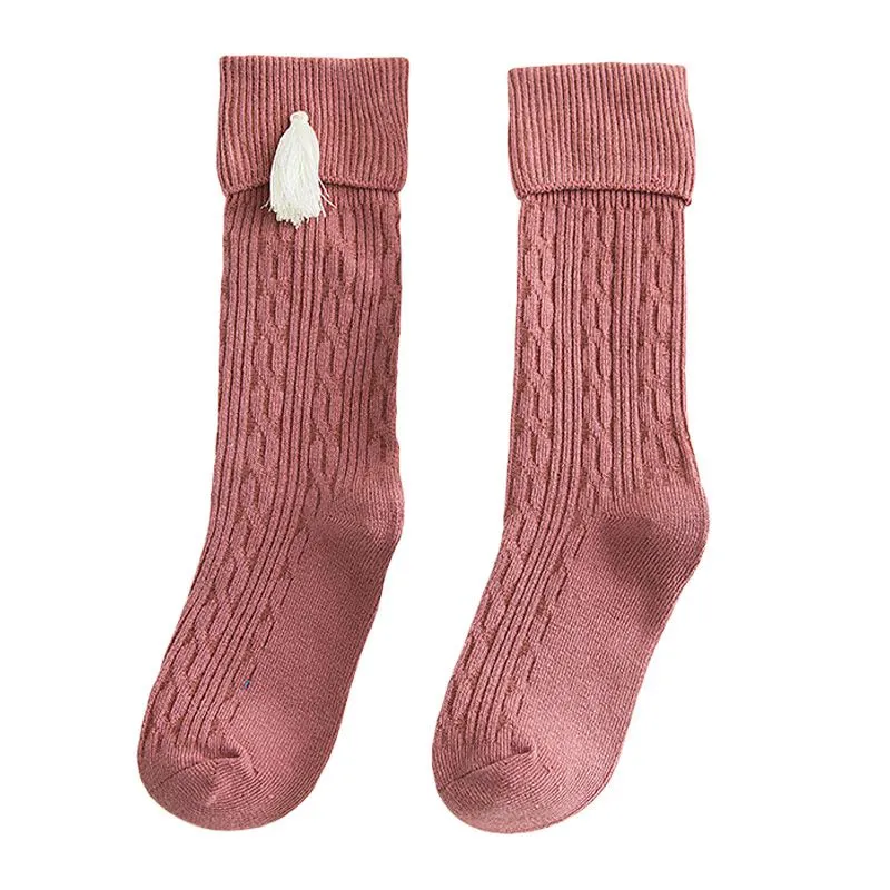 Vertical Striped Socks with Tassels
