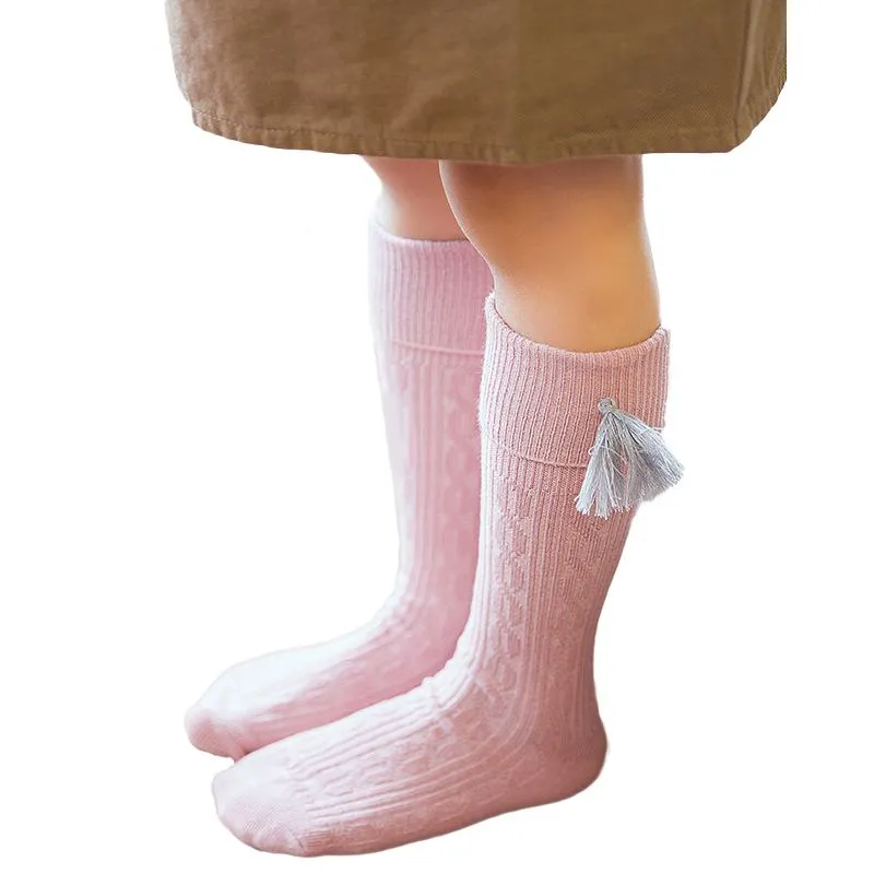 Vertical Striped Socks with Tassels