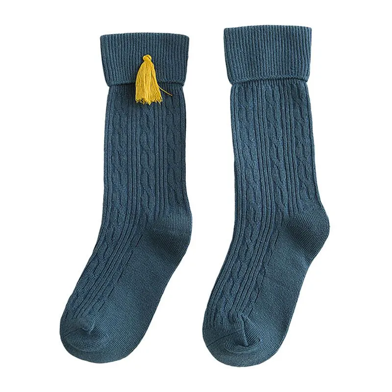 Vertical Striped Socks with Tassels