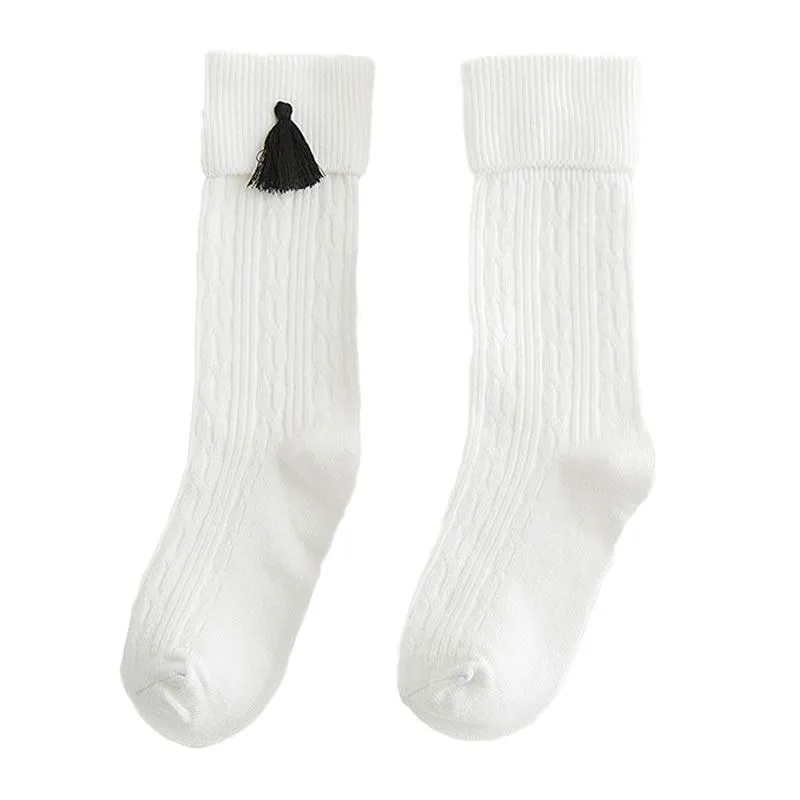 Vertical Striped Socks with Tassels
