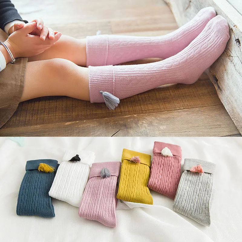 Vertical Striped Socks with Tassels