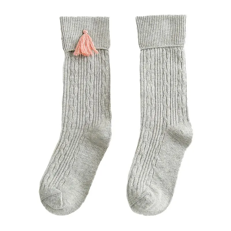 Vertical Striped Socks with Tassels