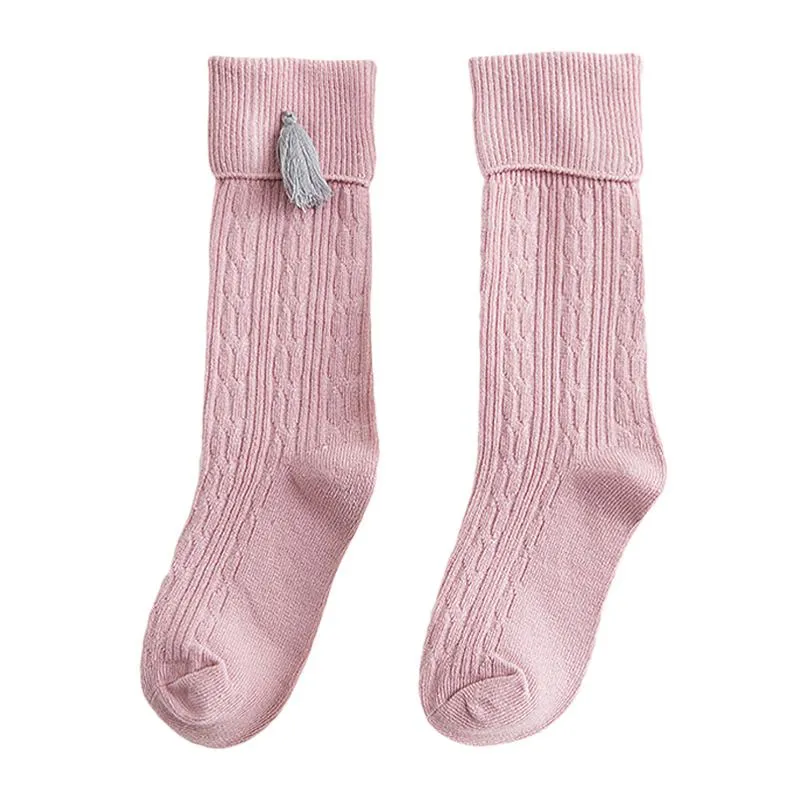 Vertical Striped Socks with Tassels