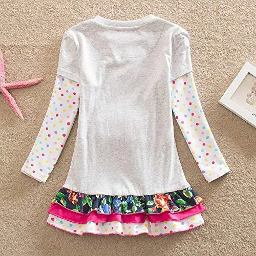 VIKITA 2018 Toddler Girls Dresses Long Sleeve Girl Dress for Kids 3-8 Years Gray LH3660, 6T