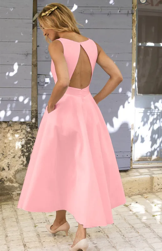 Women's Fashionable New Solid Color Backless Dress