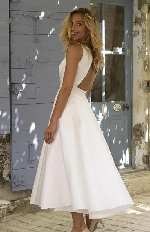 Women's Fashionable New Solid Color Backless Dress