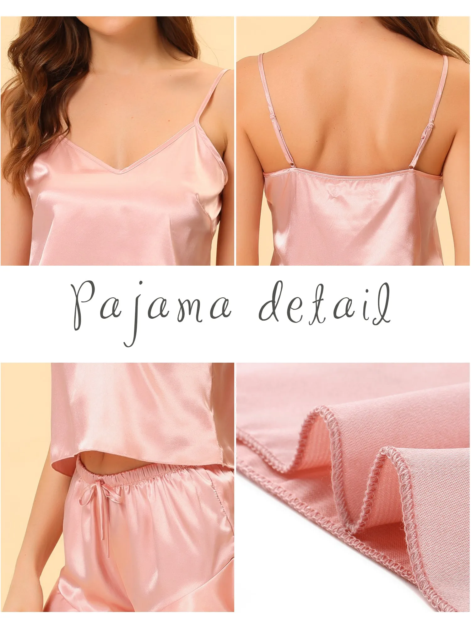 Women's Satin Lingerie Cami Tops Shorts Sleepwear Pajamas Sets