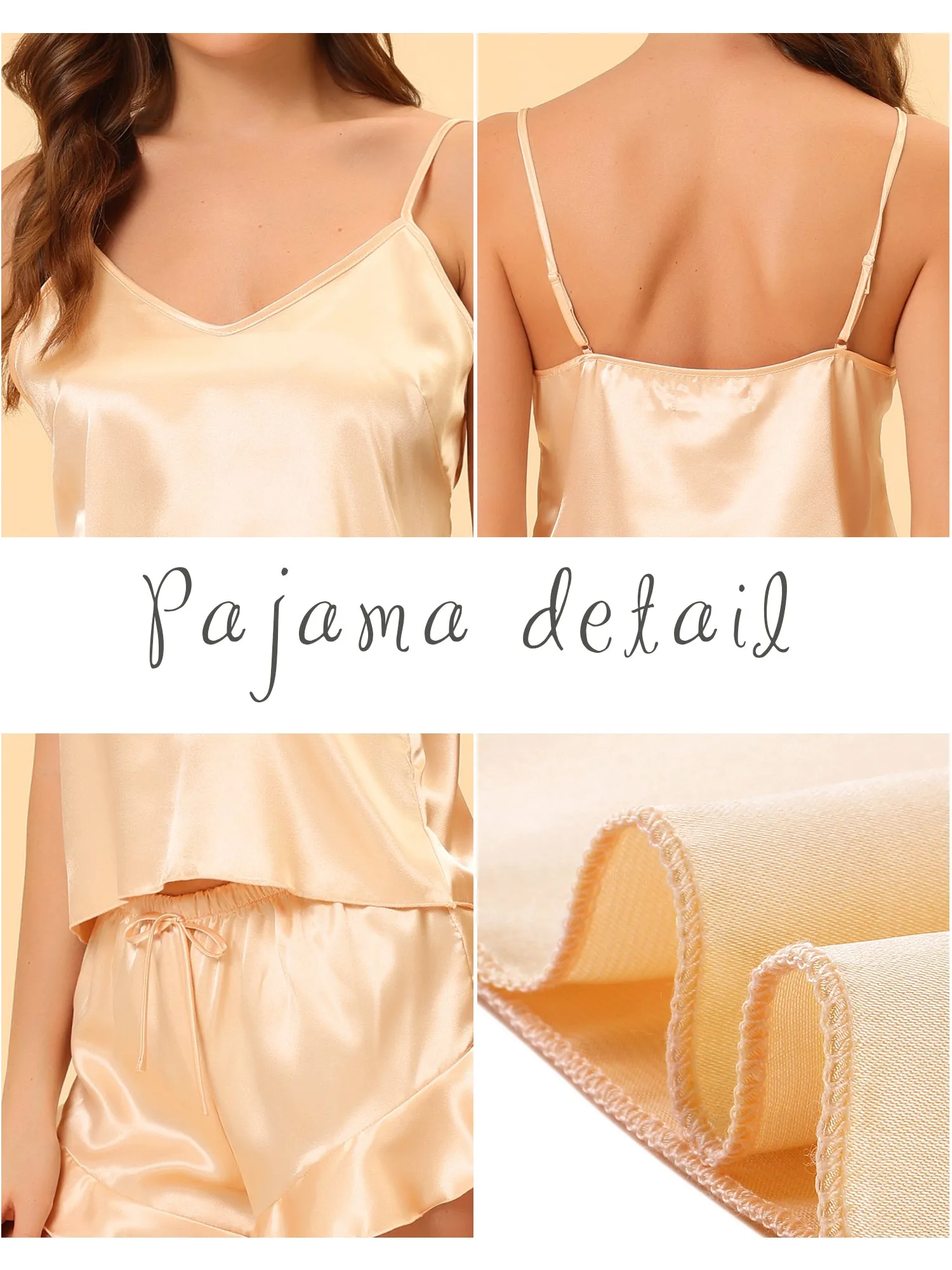 Women's Satin Lingerie Cami Tops Shorts Sleepwear Pajamas Sets