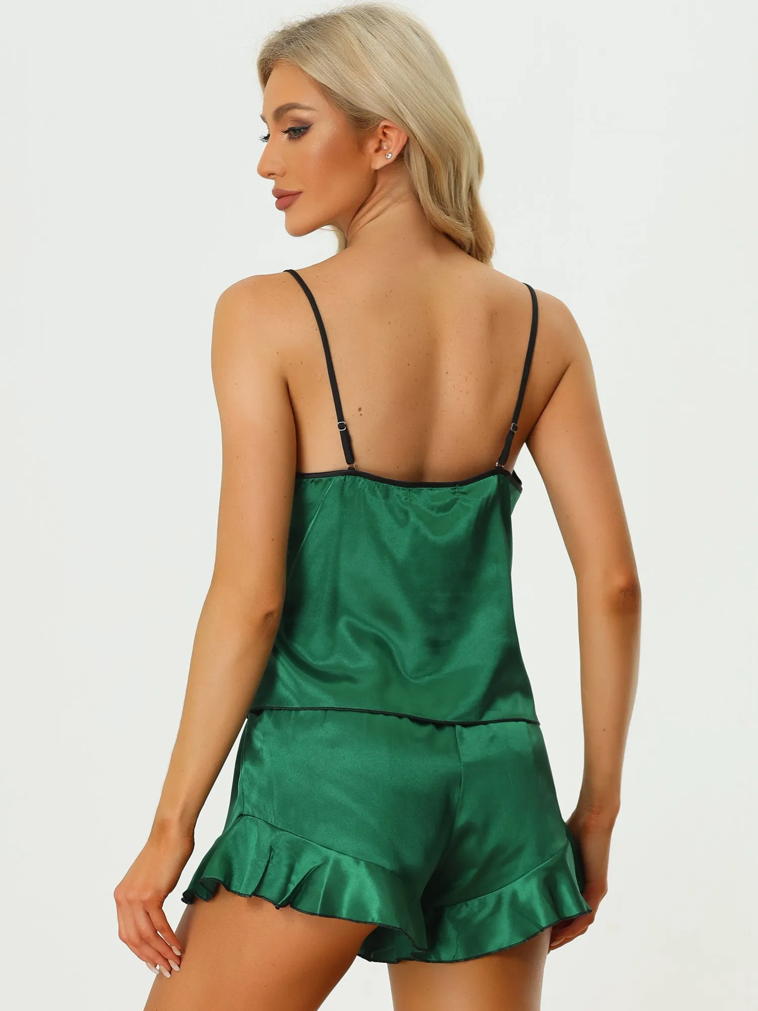 Women's Satin Lingerie Cami Tops Shorts Sleepwear Pajamas Sets