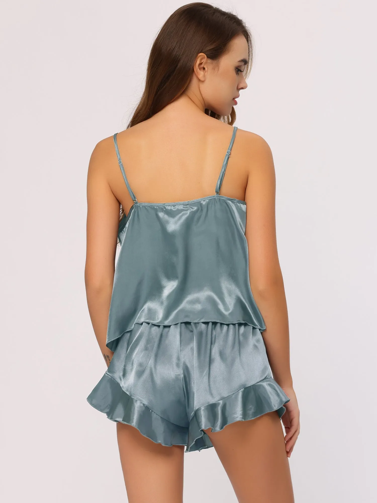 Women's Satin Lingerie Cami Tops Shorts Sleepwear Pajamas Sets