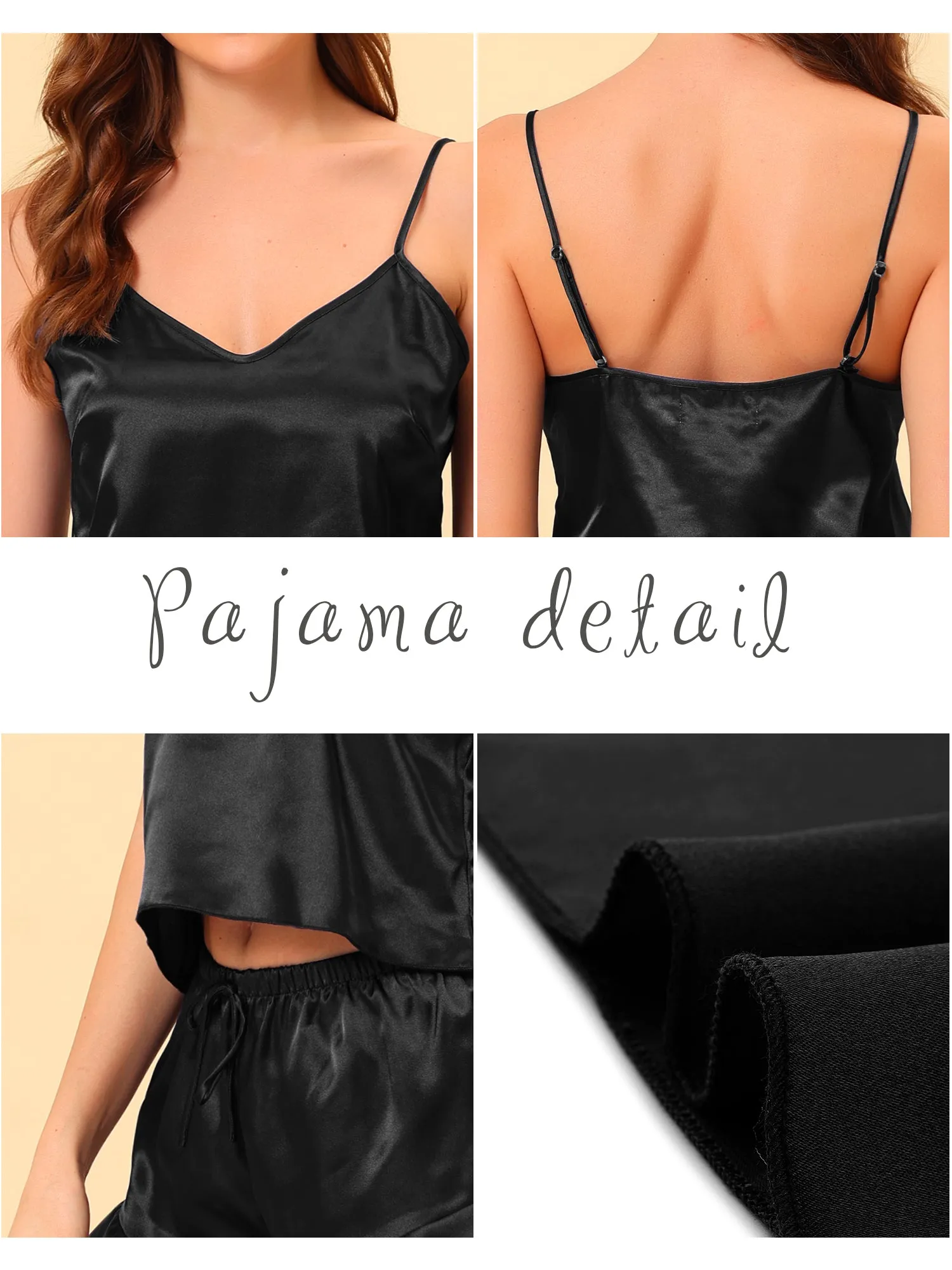 Women's Satin Lingerie Cami Tops Shorts Sleepwear Pajamas Sets
