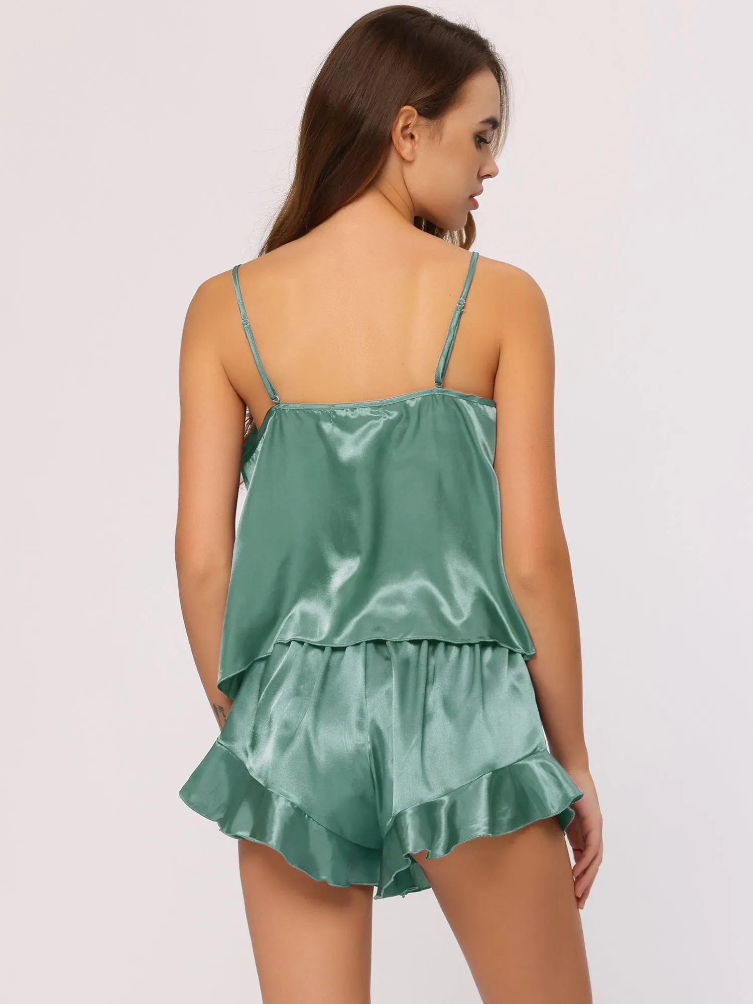 Women's Satin Lingerie Cami Tops Shorts Sleepwear Pajamas Sets